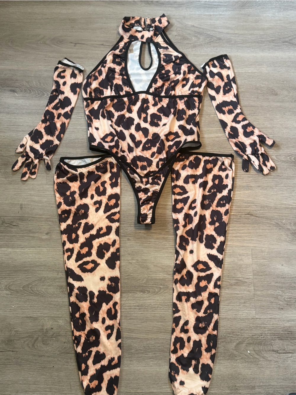 & Other Stories Leopard Print Bodysuit Set in Brown and Black